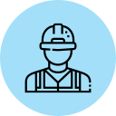 Engineer with hard hat icon for technical personnel