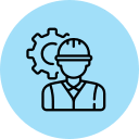 Construction worker with gear representing skilled labor